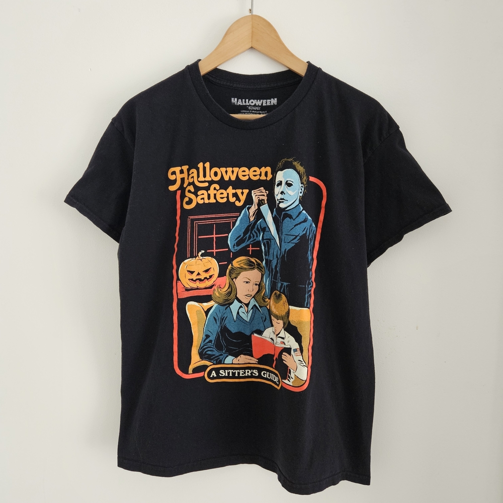 Creepy Co Halloween Safety Michael Myers T-Shirt Large Graphic Horror Tee